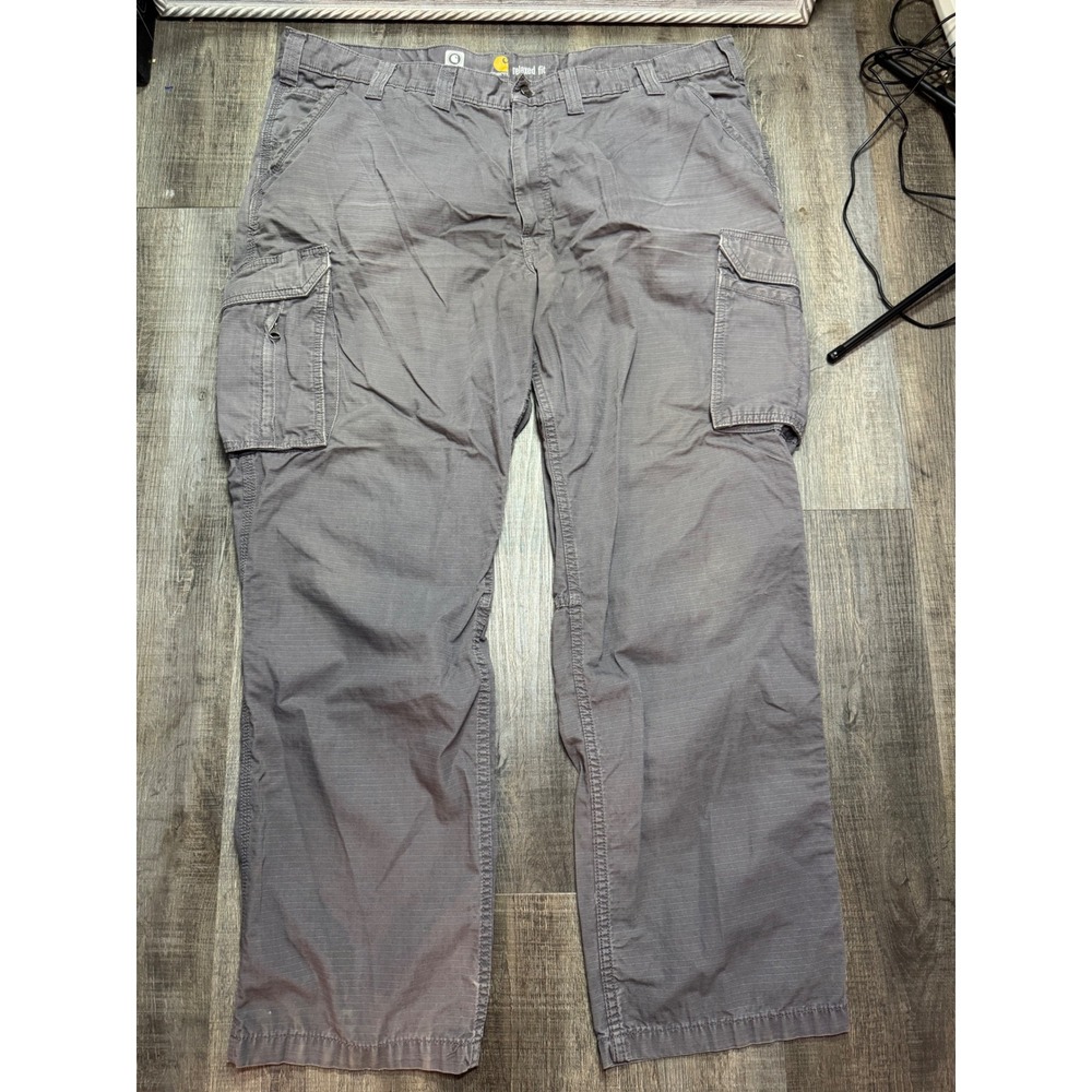Carhartt Force Relaxed Fit Grey Ripstop Cargo Work Pants Mens 44x32